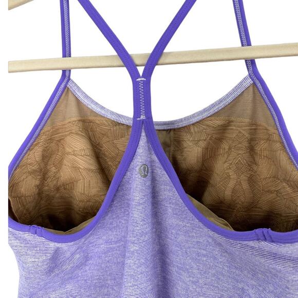 Lululemon Power Y Tank Lilac Purple Heathered Coal Wee Stripe Size 8 - Picture 4 of 5